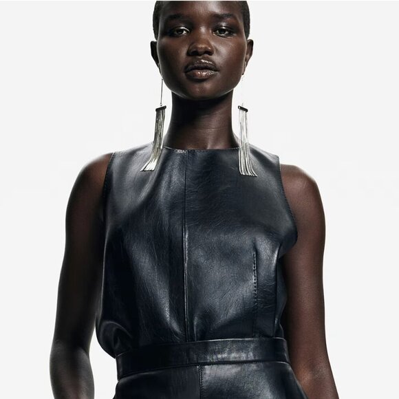 H&M Size Small Black Faux Leather Tank Top - Picture 11 of 12